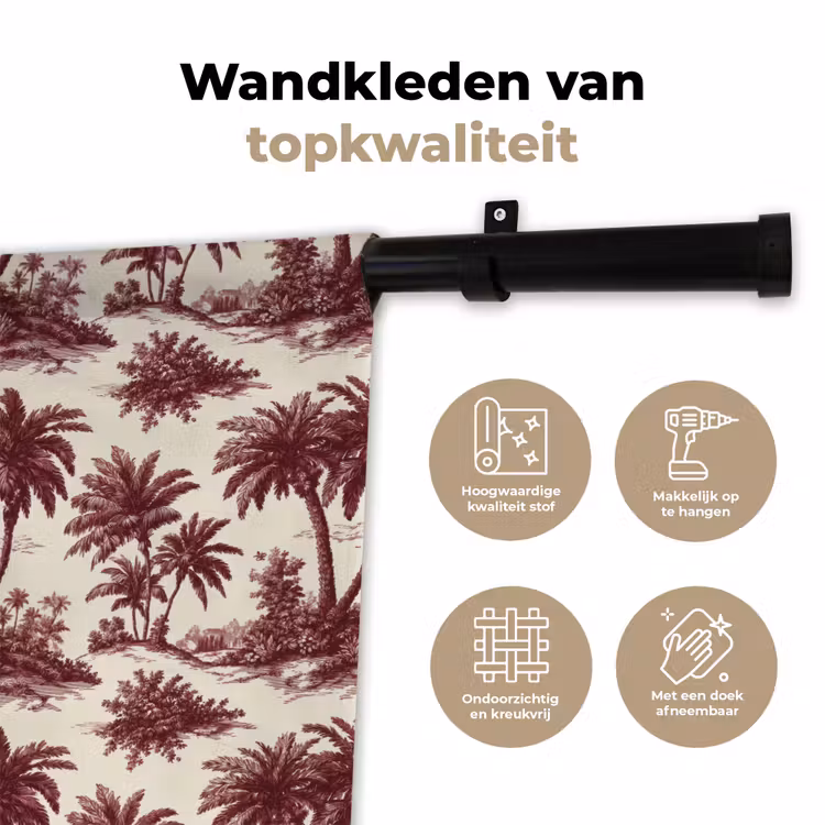 Wandkleed - Tropisch - Geometrisch - Bordeauxrood — 3