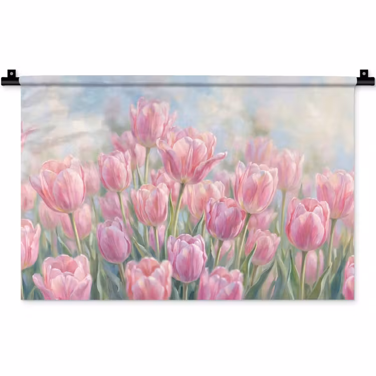 Wandkleed - Tulpen - Veld - Lente - Roze — 1