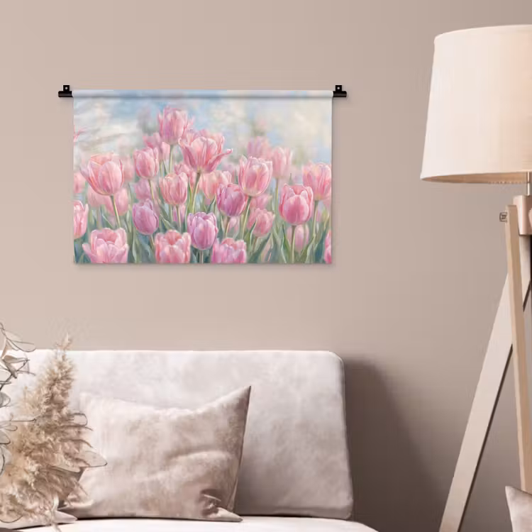 Wandkleed - Tulpen - Veld - Lente - Roze — 2