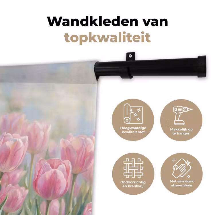 Wandkleed - Tulpen - Veld - Lente - Roze — 3