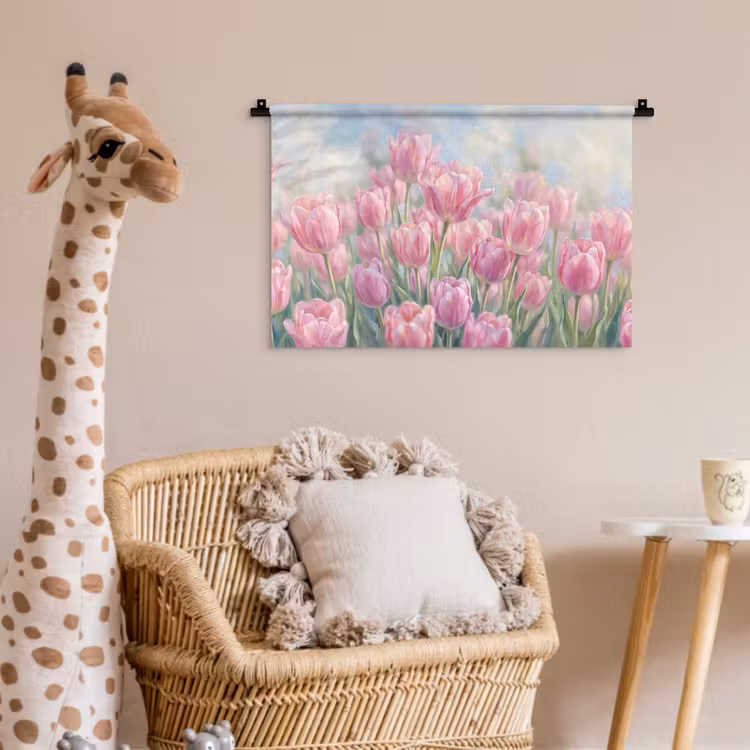 Wandkleed - Tulpen - Veld - Lente - Roze — 5