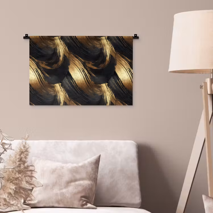 Wandkleed - Verfstreken - Abstract - Goud - Zwart — 2