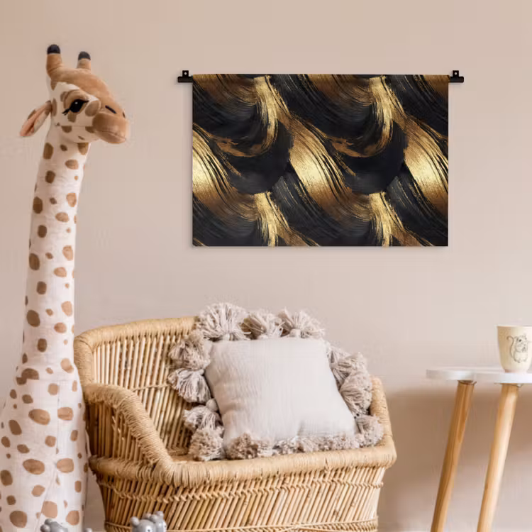 Wandkleed - Verfstreken - Abstract - Goud - Zwart — 5