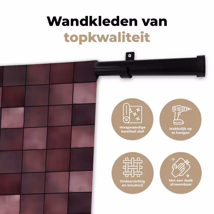Wandkleed - Vierkant - Tegel - Patroon - Paars — 3