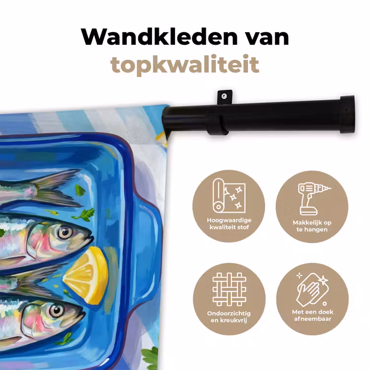 Wandkleed - Vis - Citroen - Kruiden - Eten - Blauw — 3
