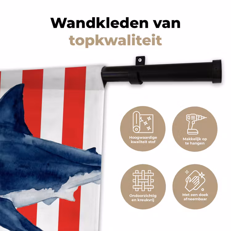 Wandkleed - Vis - Haai - Zee - Illustratie - Blauw — 3
