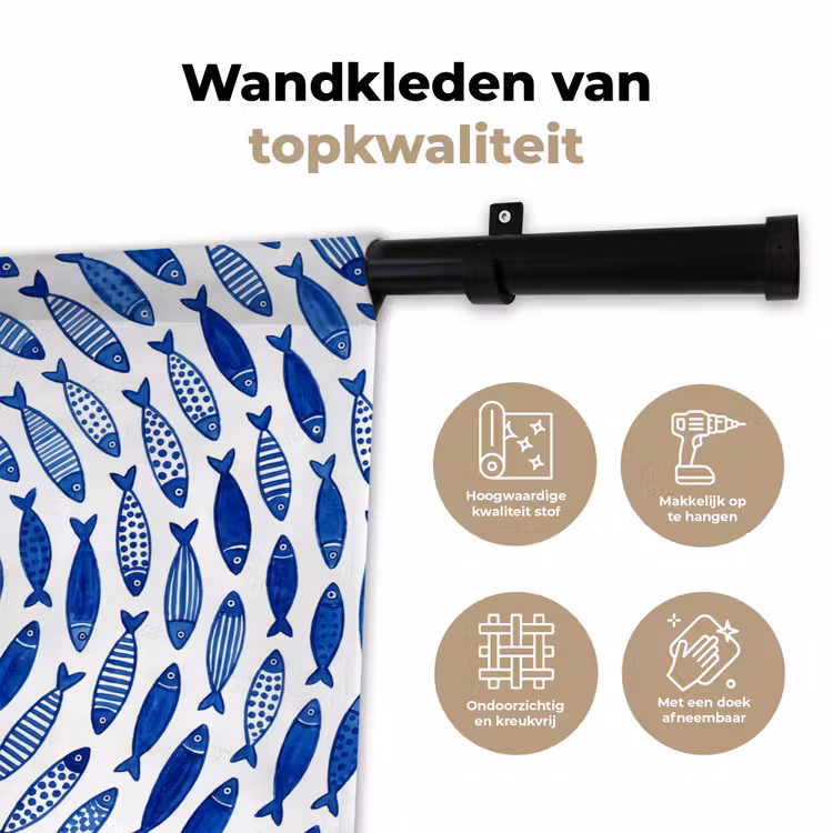 Wandkleed - Vis - Patroon - Onderwater - Abstract - Blauw — 3