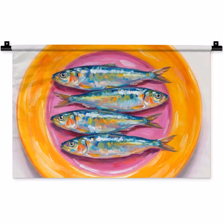 Wandkleed - Vis - Vier - Eten - Modern - Kleurrijk — 1