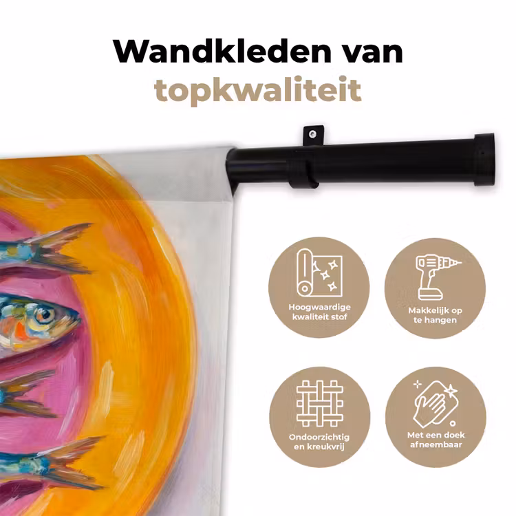 Wandkleed - Vis - Vier - Eten - Modern - Kleurrijk — 3