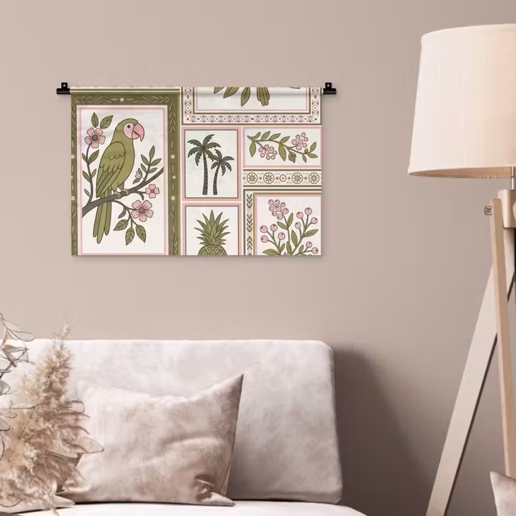 Wandkleed - Vogel - Tropisch - Patroon - Decoratief - Groen — 2