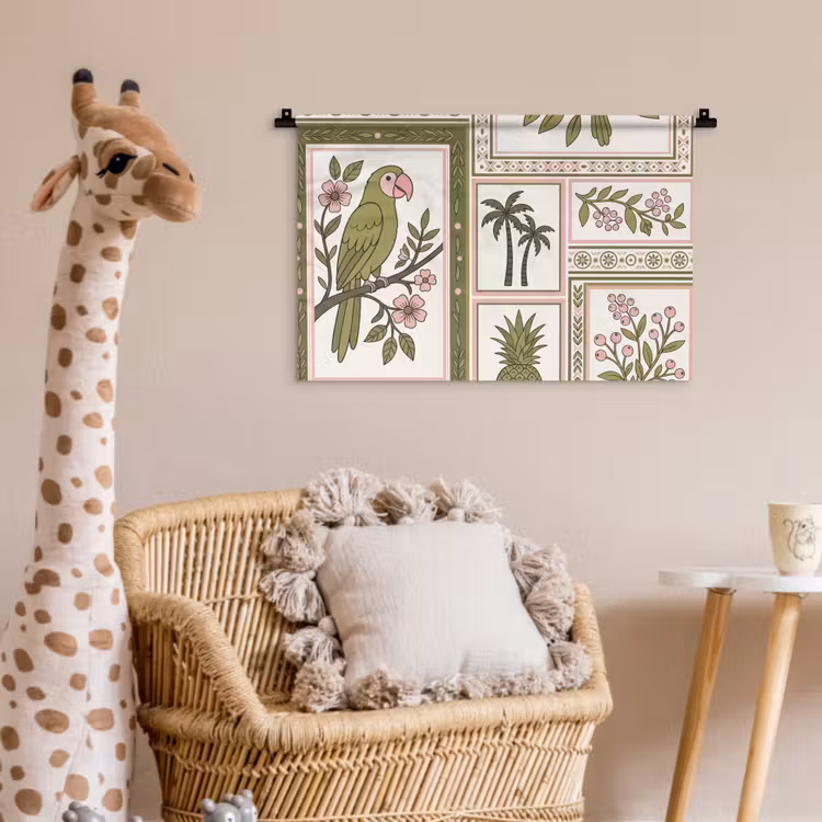 Wandkleed - Vogel - Tropisch - Patroon - Decoratief - Groen — 5