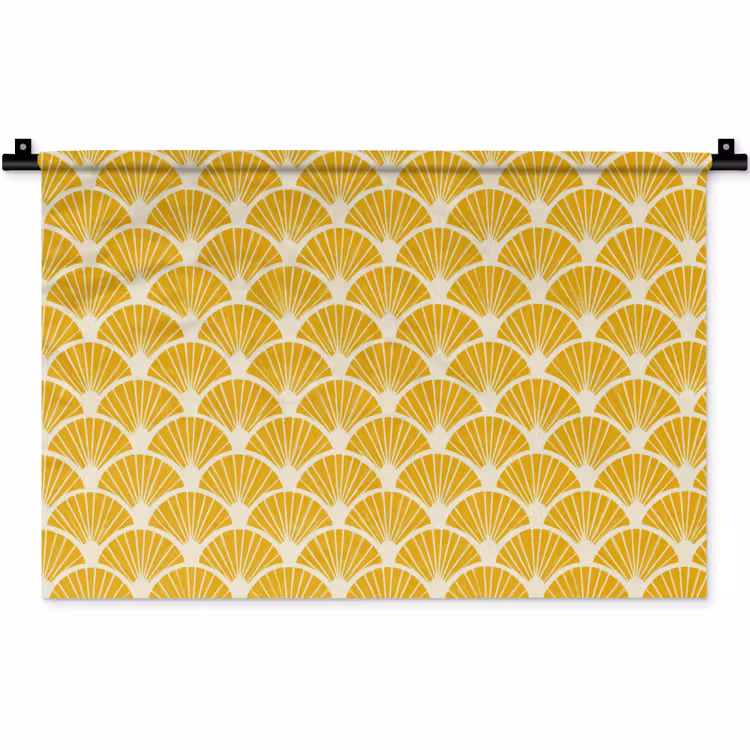 Wandkleed - Waaiers - Art Deco - Retro - Okergeel — 1