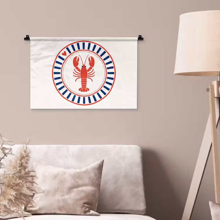 Wandkleed - Zeeleven - Kreeft - Embleem - Grafisch - Rood — 2