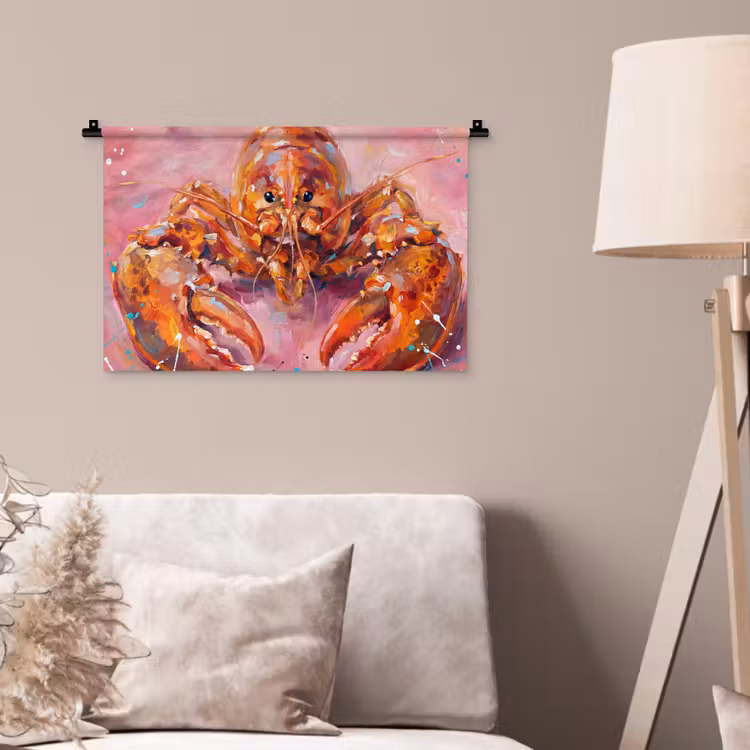 Wandkleed - Zeeleven - Kreeft - Spatters - Abstract - Roze — 2