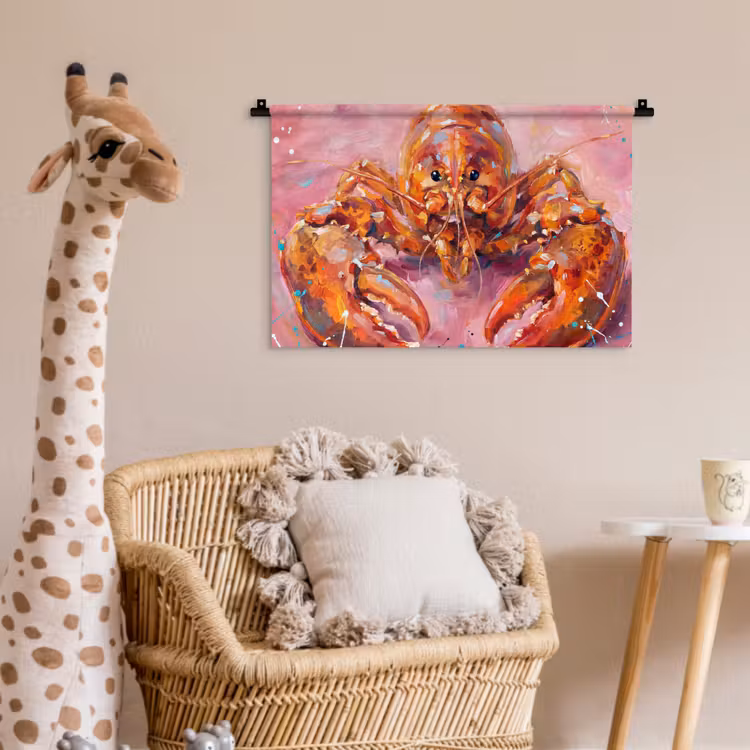 Wandkleed - Zeeleven - Kreeft - Spatters - Abstract - Roze — 5