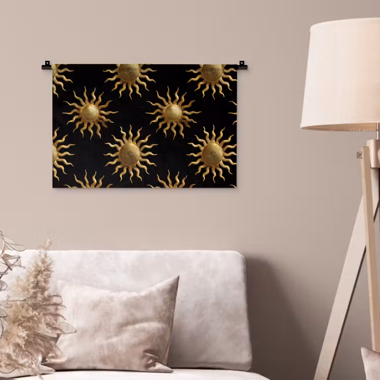 Wandkleed - Zon - Patroon - Luxe - Goud - Zwart — 2