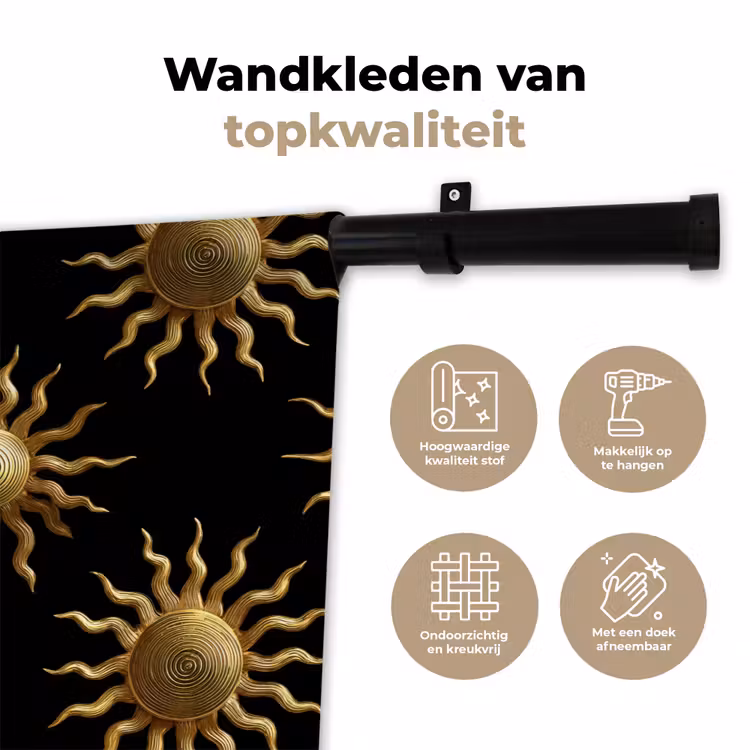 Wandkleed - Zon - Patroon - Luxe - Goud - Zwart — 3