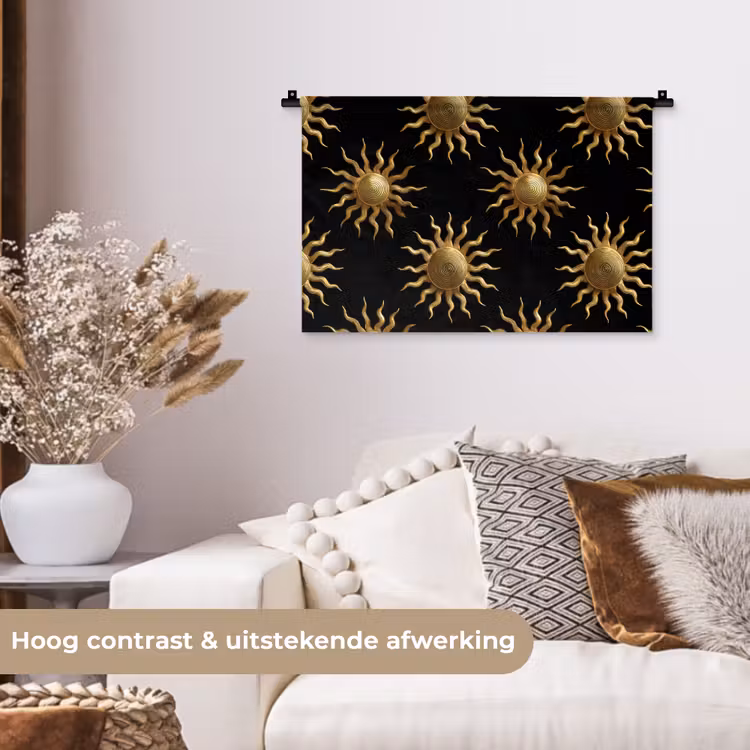 Wandkleed - Zon - Patroon - Luxe - Goud - Zwart — 4