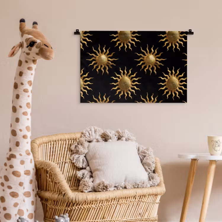Wandkleed - Zon - Patroon - Luxe - Goud - Zwart — 5