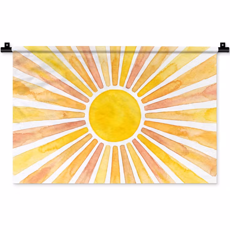 Wandkleed - Zon - Stralen - Aquarel - Geel - Abstract — 1