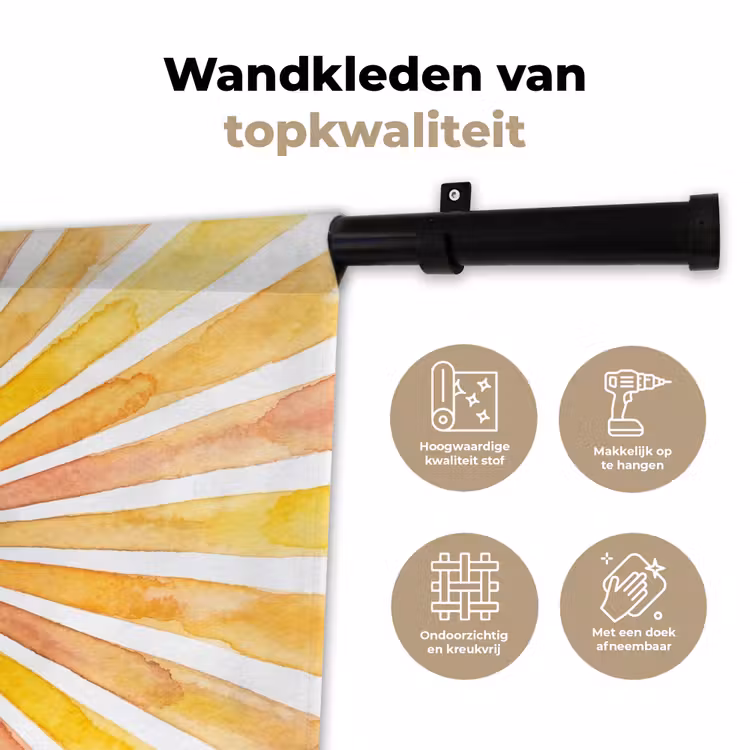 Wandkleed - Zon - Stralen - Aquarel - Geel - Abstract — 3
