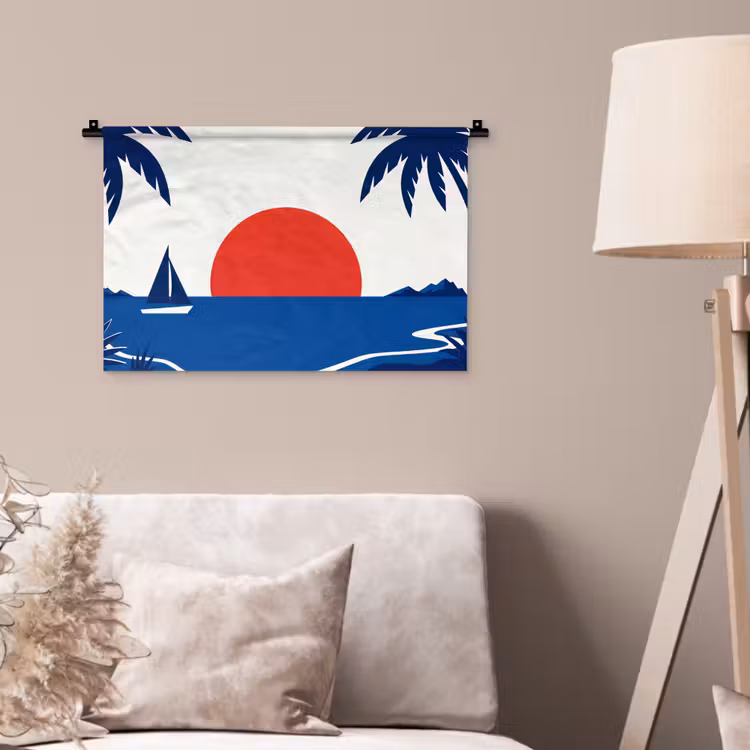 Wandkleed - Zonsondergang - Zee - Palmboom - Tropisch - Modern — 2