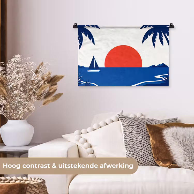 Wandkleed - Zonsondergang - Zee - Palmboom - Tropisch - Modern — 4
