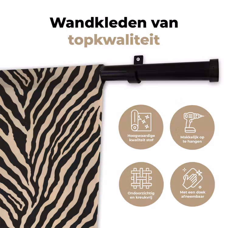 Wandkleed - Zebra - Klassiek - Zwart — 3