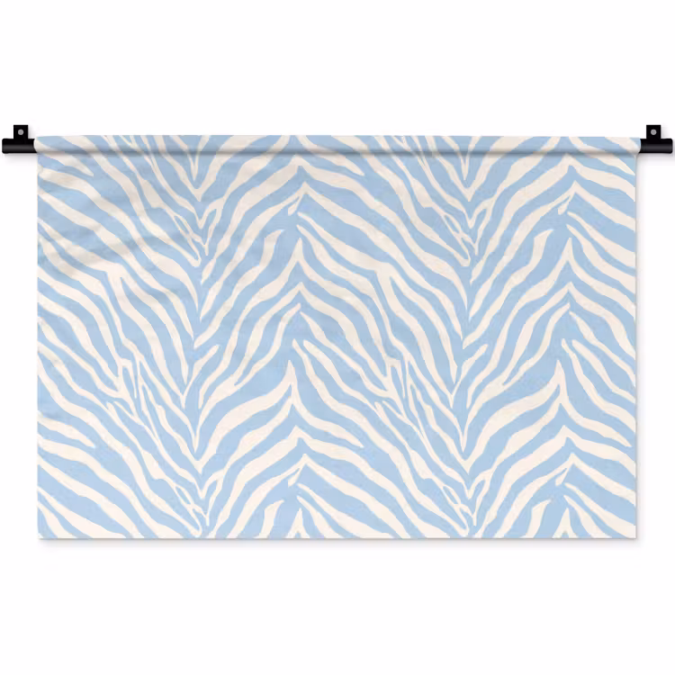 Wandkleed - Zebra - Motief - Blauw - Wit — 1
