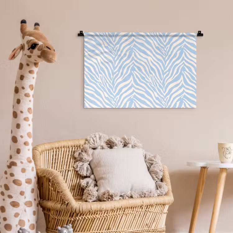Wandkleed - Zebra - Motief - Blauw - Wit — 5