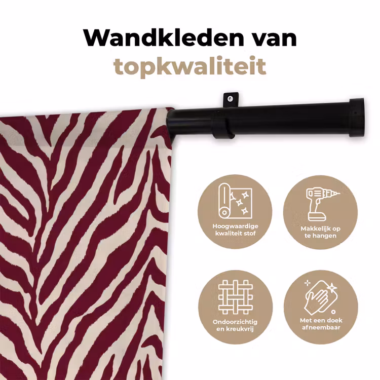 Wandkleed - Zebra - Motief - Bordeaux - Rood — 3