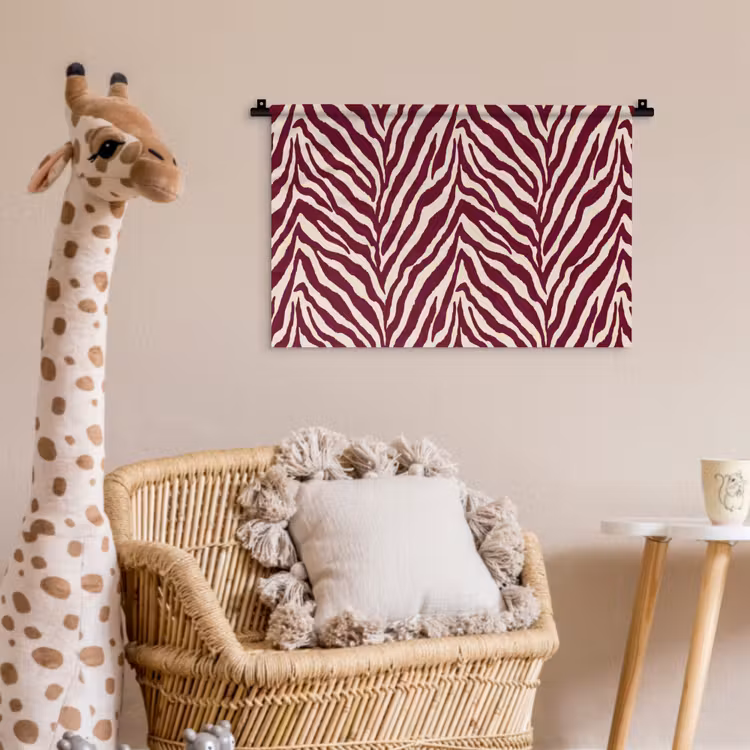 Wandkleed - Zebra - Motief - Bordeaux - Rood — 5