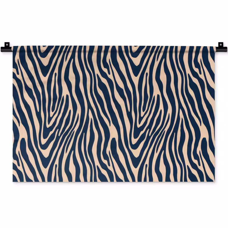 Wandkleed - Zebra - Patroon - Blauw - Beige — 1