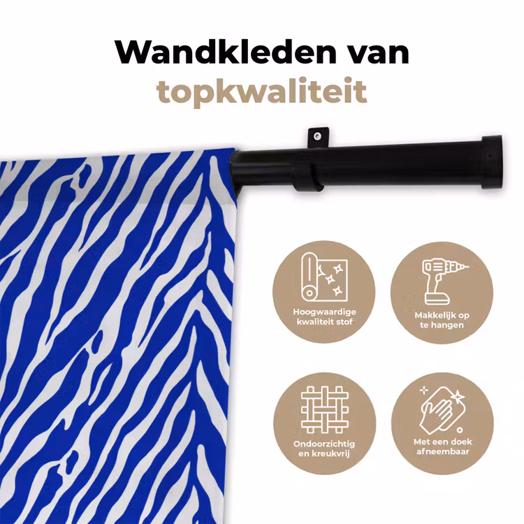 Wandkleed - Zebra - Patroon - Kobalt - Blauw — 3