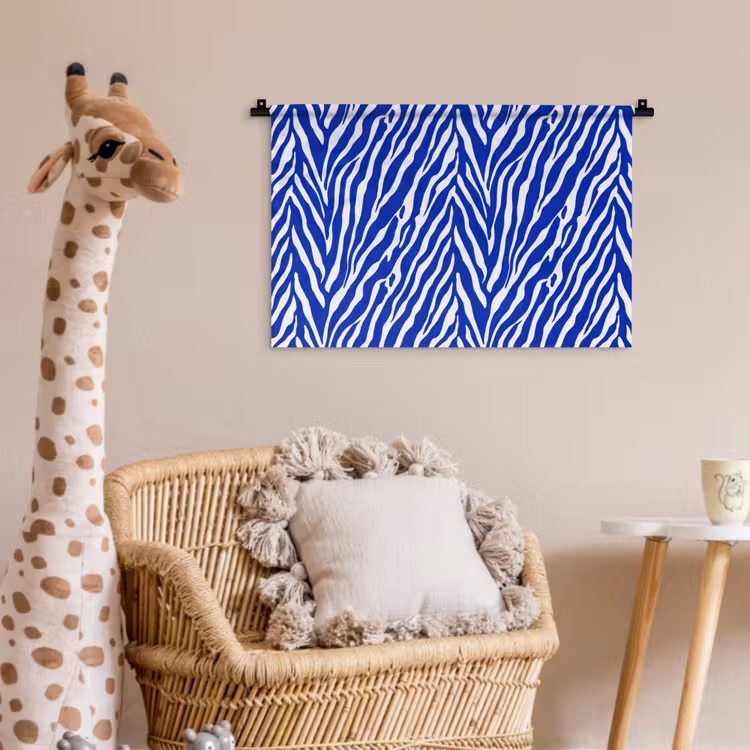 Wandkleed - Zebra - Patroon - Kobalt - Blauw — 5