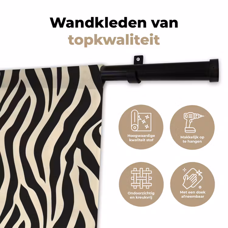 Wandkleed - Zebra - Print - Klassiek - Zwart — 3