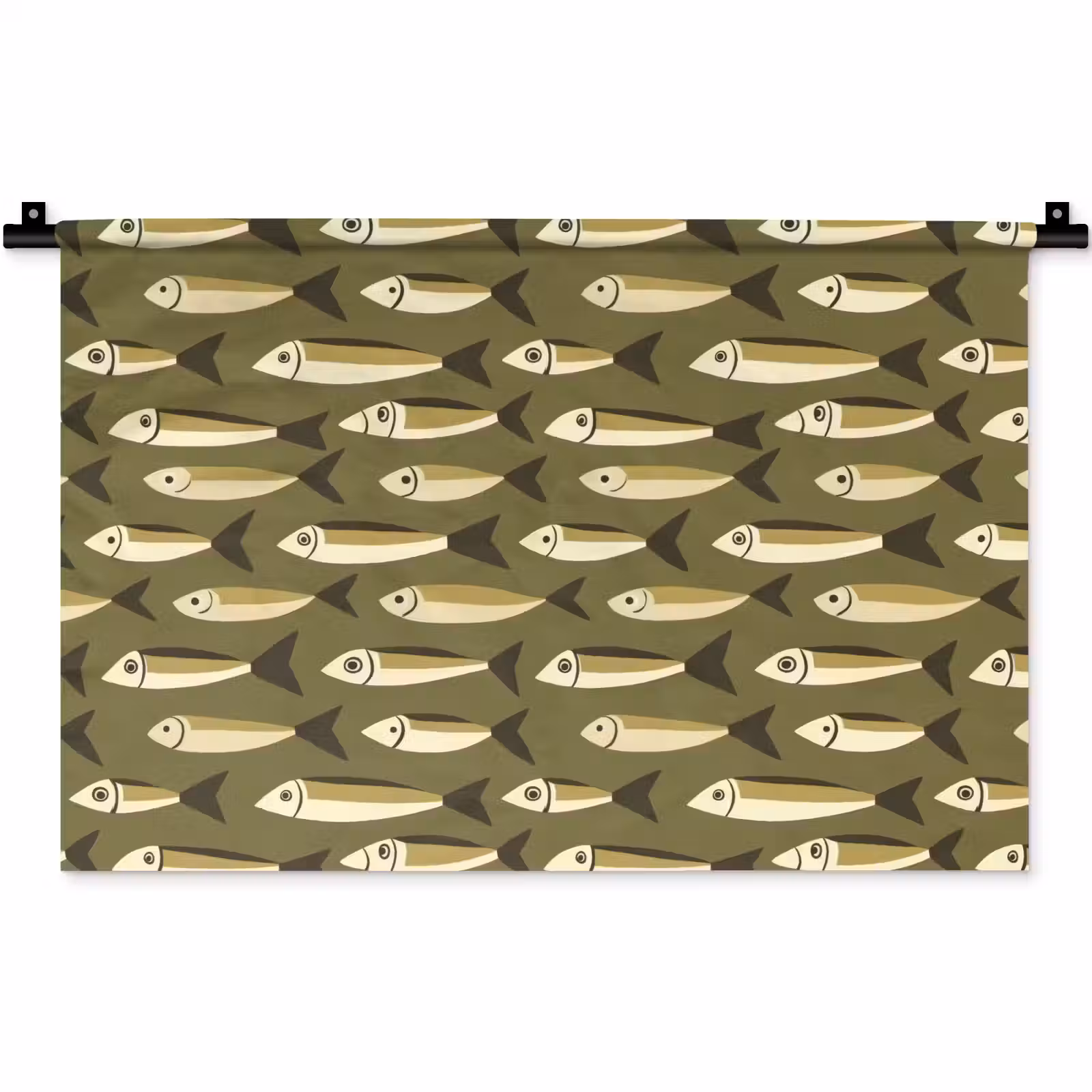 Wandkleed - Vis - Patroon - Groen — 1