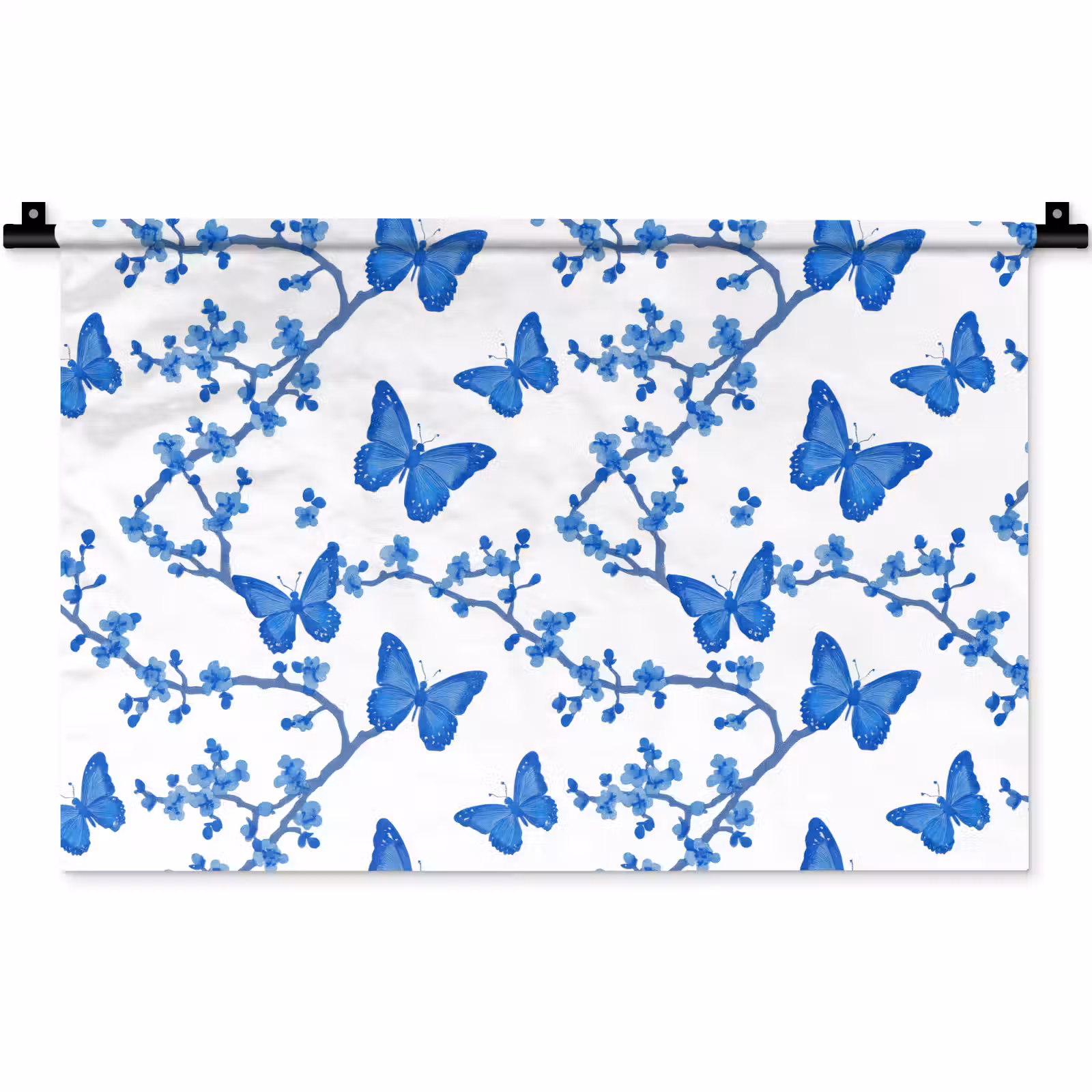 Wandkleed - Vlinder - Bloemen - Blauw — 1