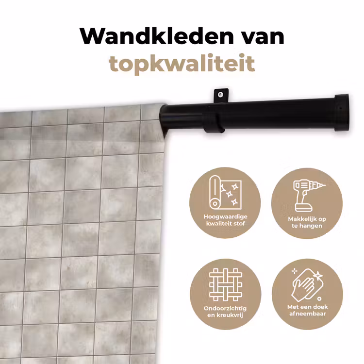 Wandkleed - Tegels - Natuurlijk - Grijs — 3