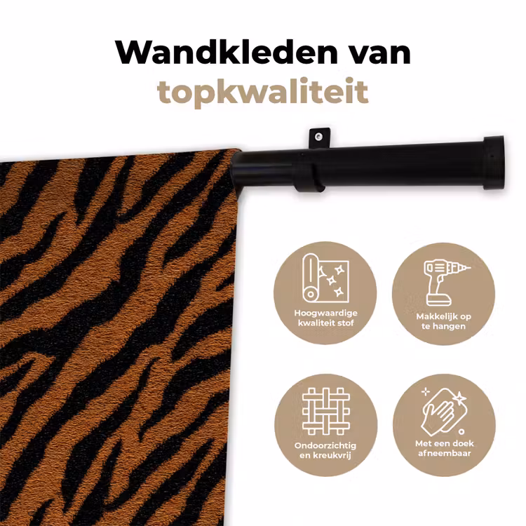 Wandkleed - Tijger - Zwart - Vacht — 3