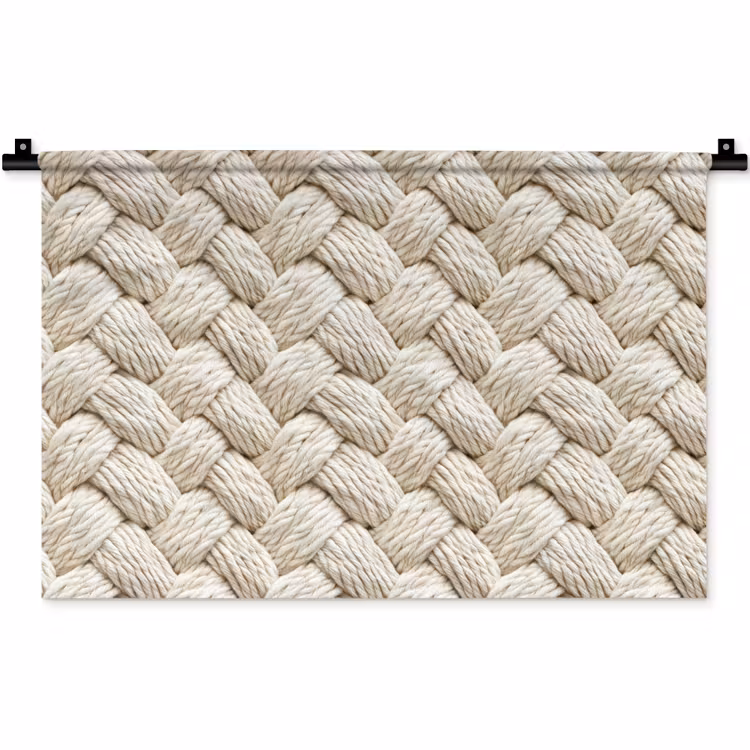 Wandkleed - Touw - Gebreid - Beige — 1