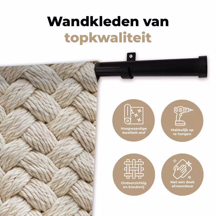 Wandkleed - Touw - Gebreid - Beige — 3