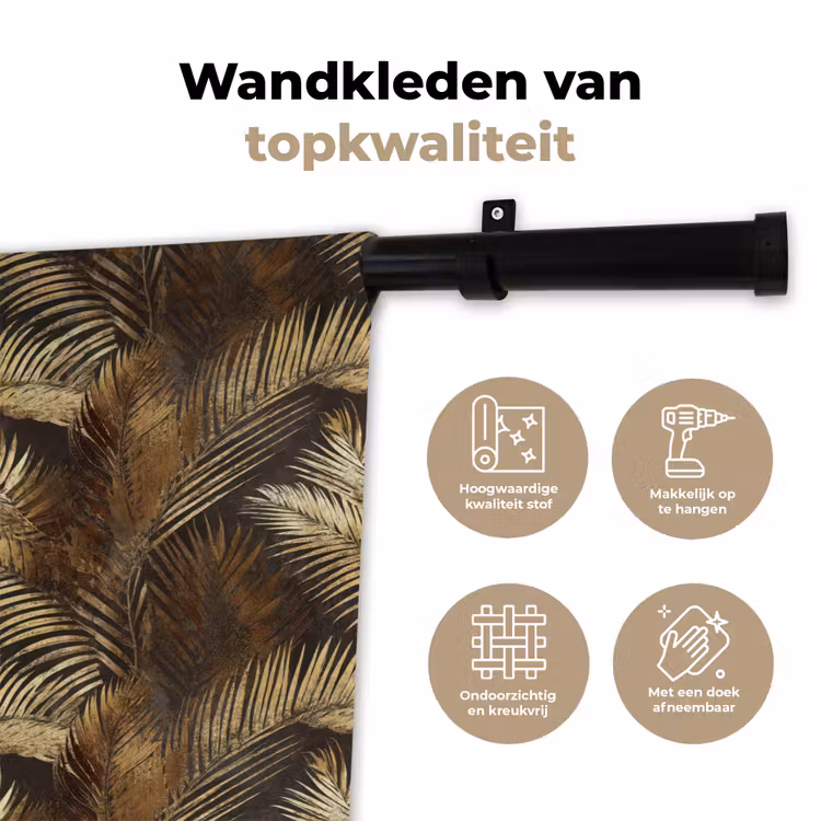 Wandkleed - Tropisch - Bladeren - Goud — 3