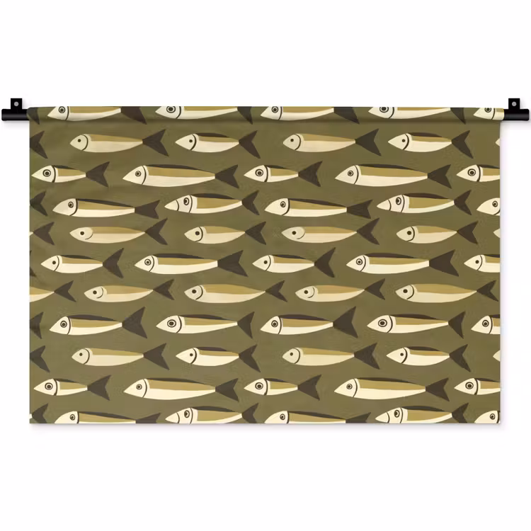 Wandkleed - Vis - Patroon - Groen — 1