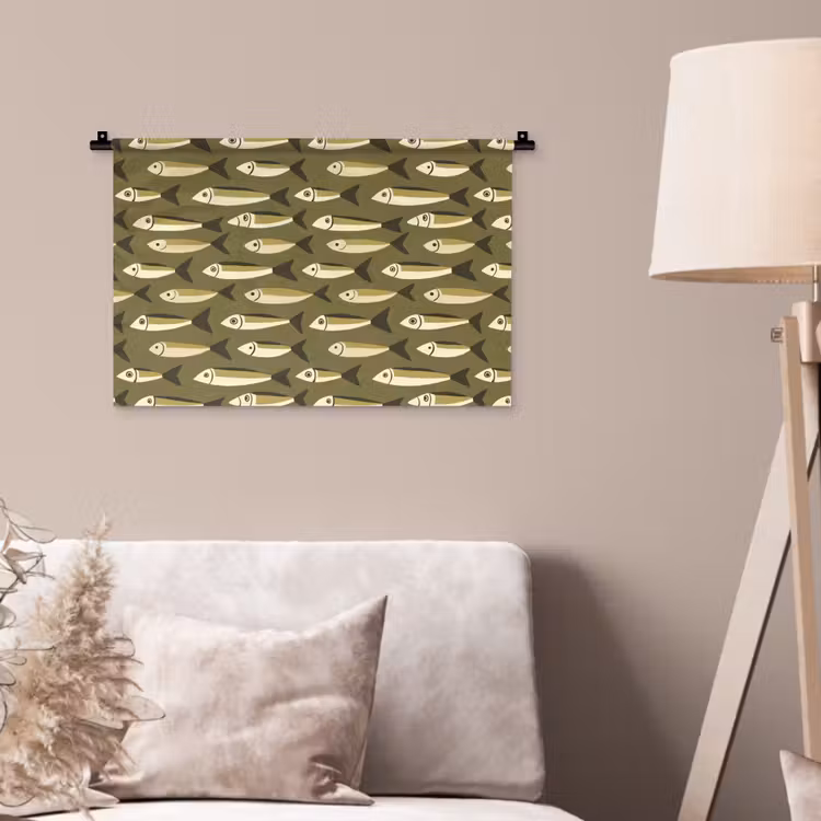 Wandkleed - Vis - Patroon - Groen — 2