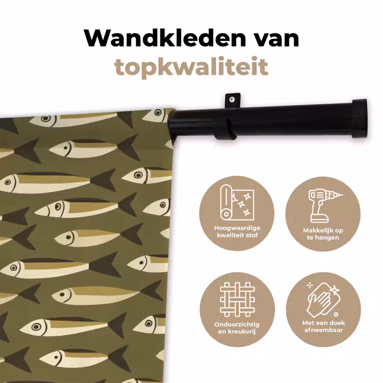 Wandkleed - Vis - Patroon - Groen — 3