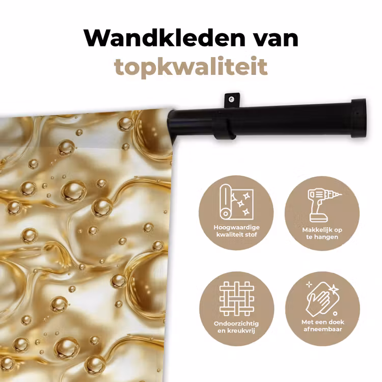 Wandkleed - Vloeibaar - Druppels - Goud — 3