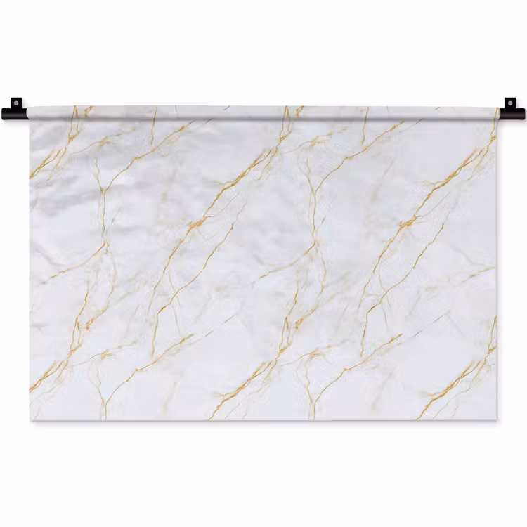 Wandkleed - Wit - Marmer - Goud - Luxueus — 1