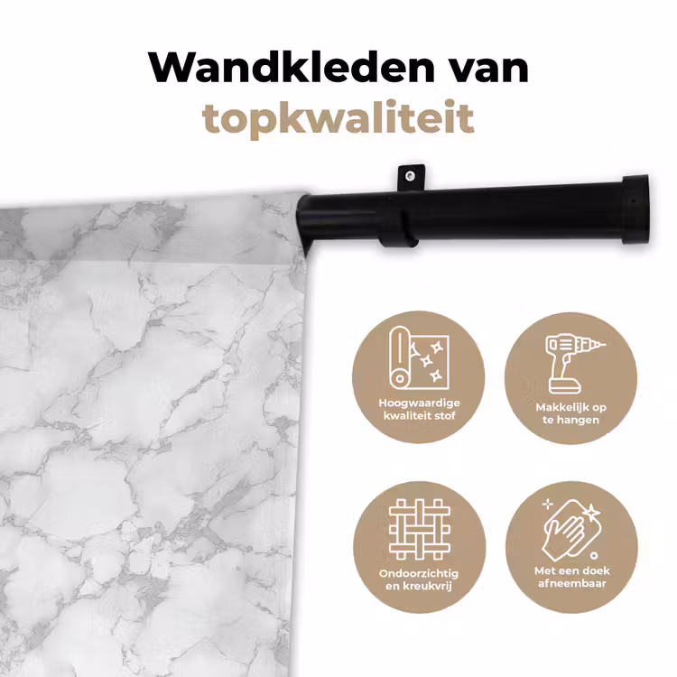 Wandkleed - Wit - Marmer - Grijs — 3
