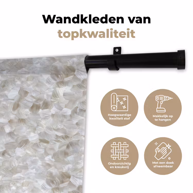 Wandkleed - Wit - Penseelstreken - Reliëfeffect — 3